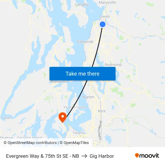 Evergreen Way & 75th St SE - NB to Gig Harbor map