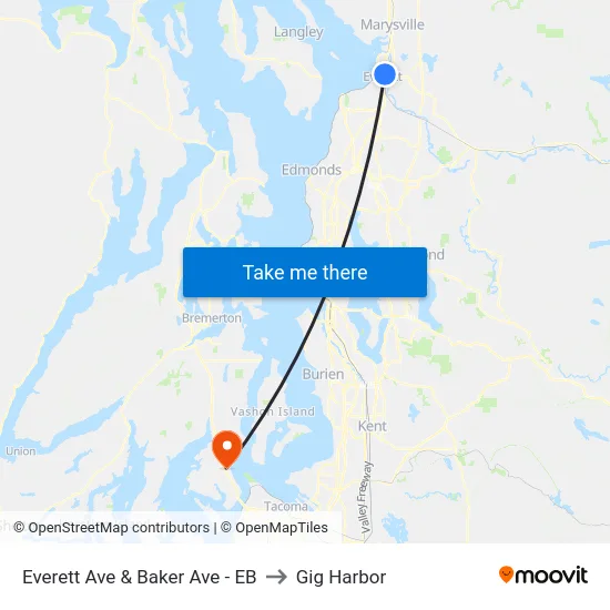 Everett Ave & Baker Ave - EB to Gig Harbor map