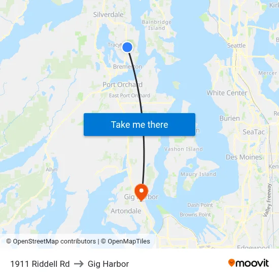 1911 Riddell Rd to Gig Harbor map