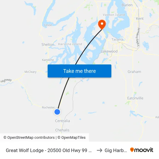 Great Wolf Lodge - 20500 Old Hwy 99 Sw. to Gig Harbor map