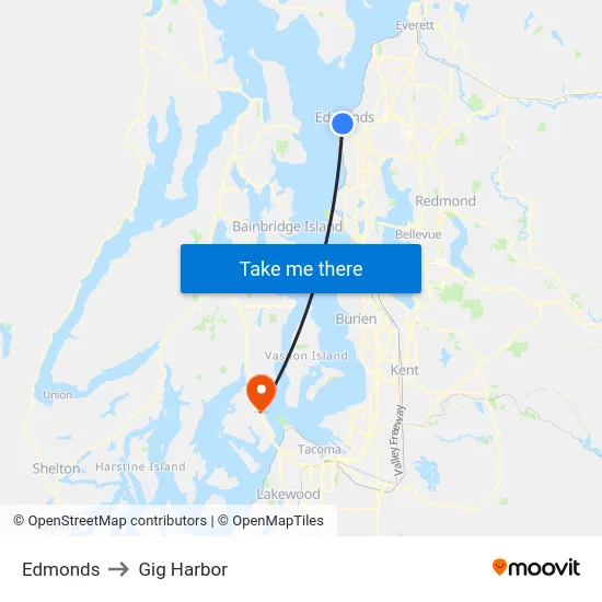 Edmonds to Gig Harbor map