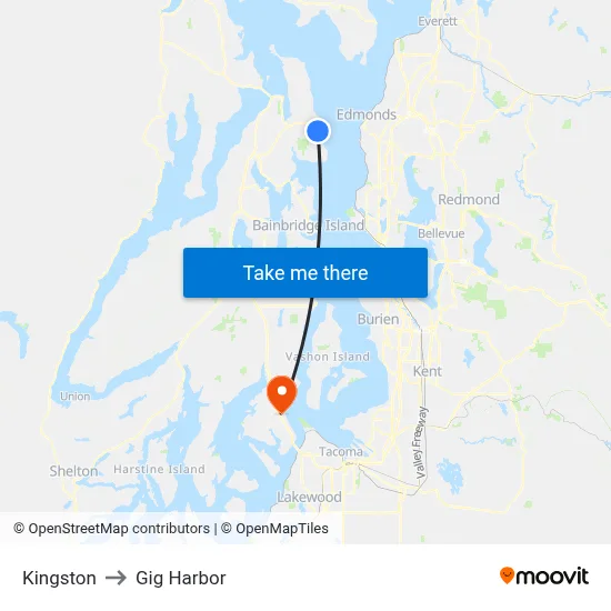 Kingston to Gig Harbor map