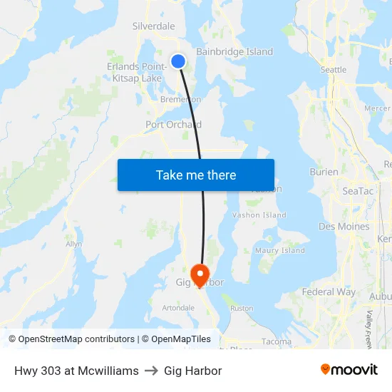 Hwy 303 at Mcwilliams to Gig Harbor map