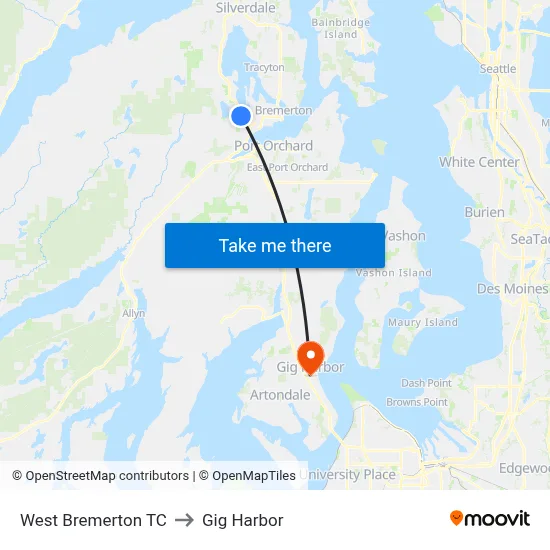 West Bremerton TC to Gig Harbor map