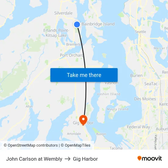 John Carlson at Wembly to Gig Harbor map