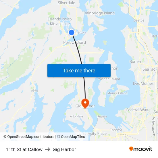 11th St at Callow to Gig Harbor map