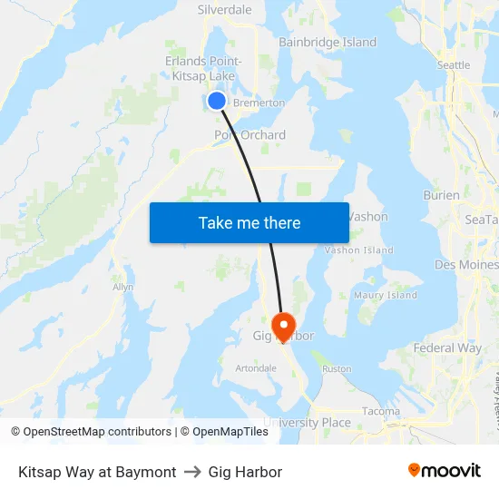 Kitsap Way at Baymont to Gig Harbor map