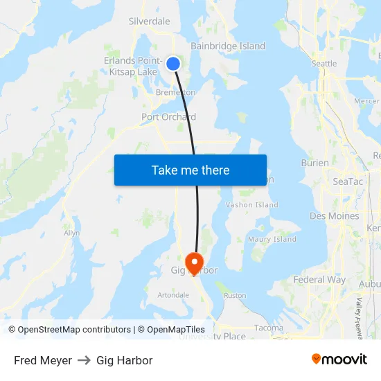 Fred Meyer to Gig Harbor map