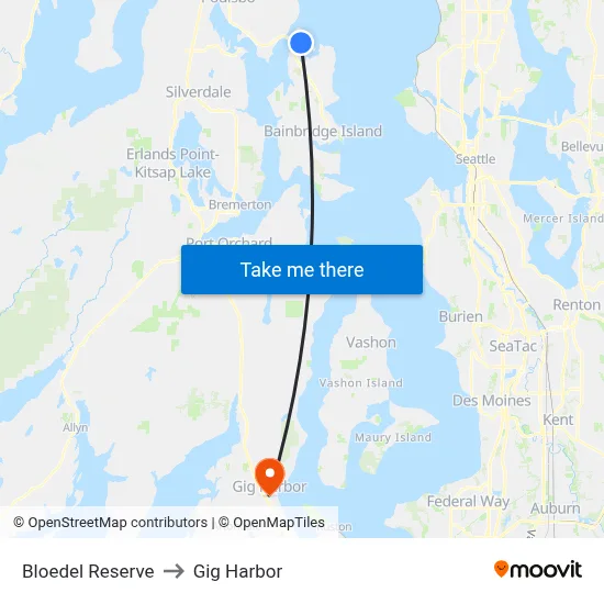 Bloedel Reserve to Gig Harbor map