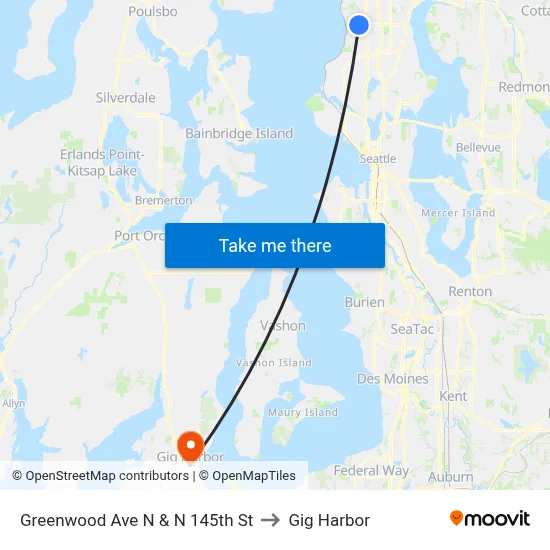 Greenwood Ave N & N 145th St to Gig Harbor map