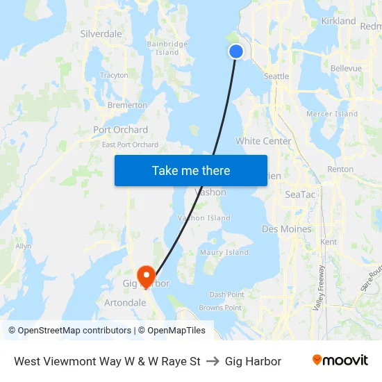 West Viewmont Way W & W Raye St to Gig Harbor map