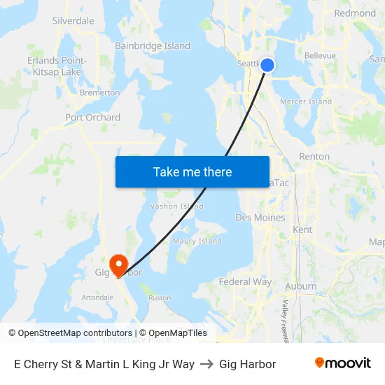 E Cherry St & Martin L King Jr Way to Gig Harbor map