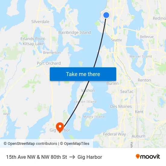 15th Ave NW & NW 80th St to Gig Harbor map