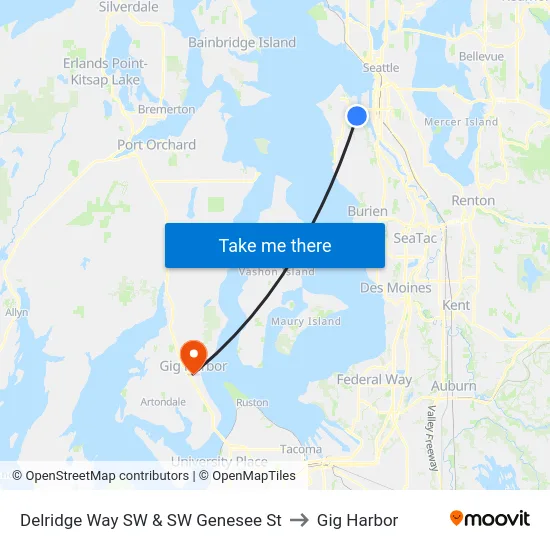 Delridge Way SW & SW Genesee St to Gig Harbor map