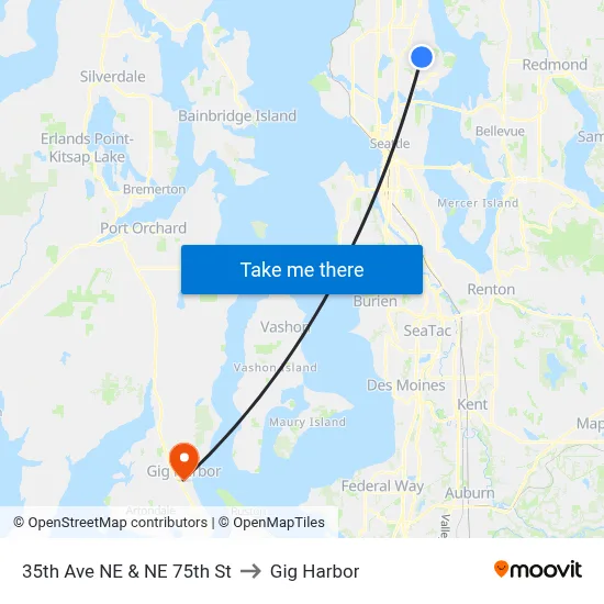 35th Ave NE & NE 75th St to Gig Harbor map