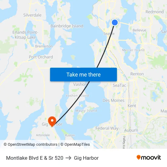 Montlake Blvd E & Sr 520 to Gig Harbor map