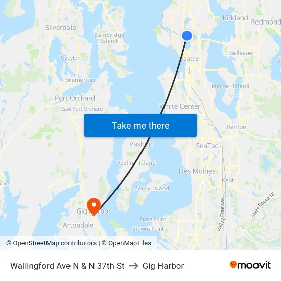 Wallingford Ave N & N 37th St to Gig Harbor map