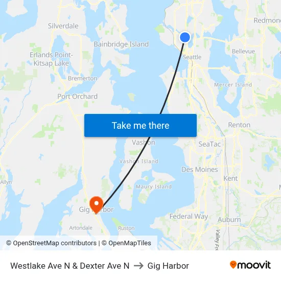 Westlake Ave N & Dexter Ave N to Gig Harbor map