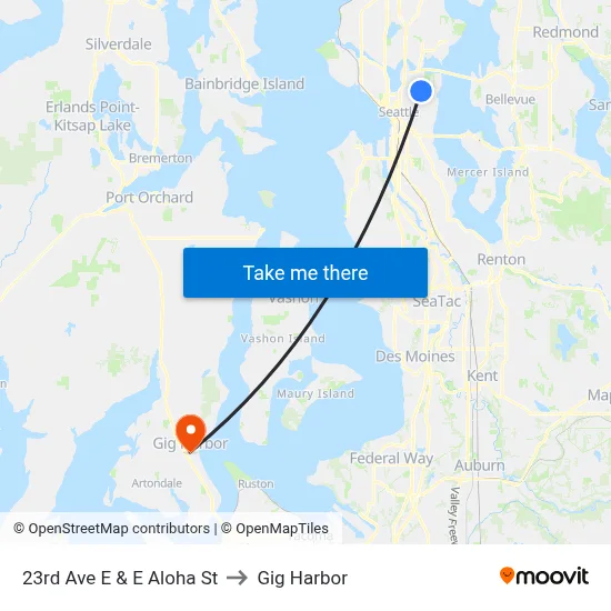 23rd Ave E & E Aloha St to Gig Harbor map