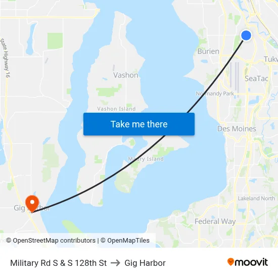 Military Rd S & S 128th St to Gig Harbor map