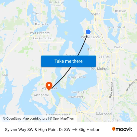 Sylvan Way SW & High Point Dr SW to Gig Harbor map