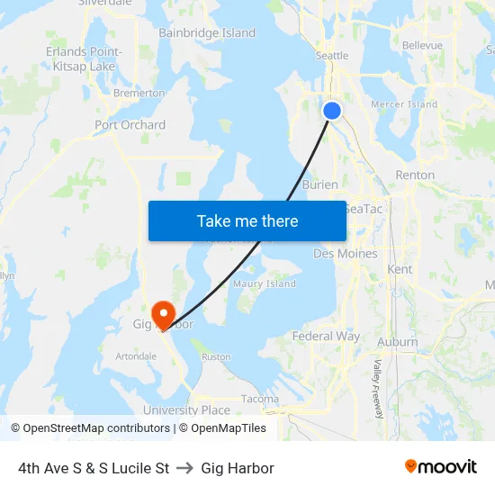 4th Ave S & S Lucile St to Gig Harbor map