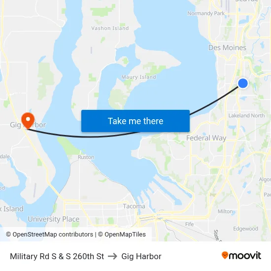 Military Rd S & S 260th St to Gig Harbor map