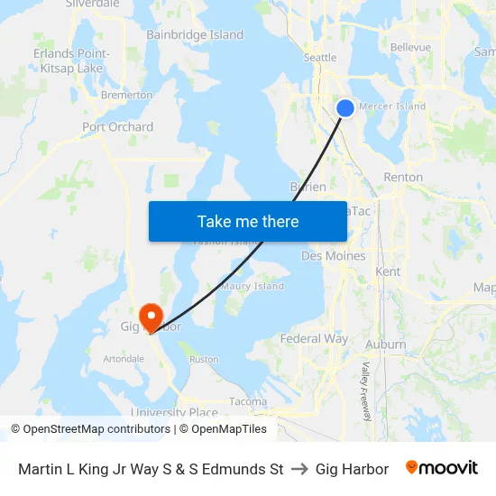 Martin L King Jr Way S & S Edmunds St to Gig Harbor map