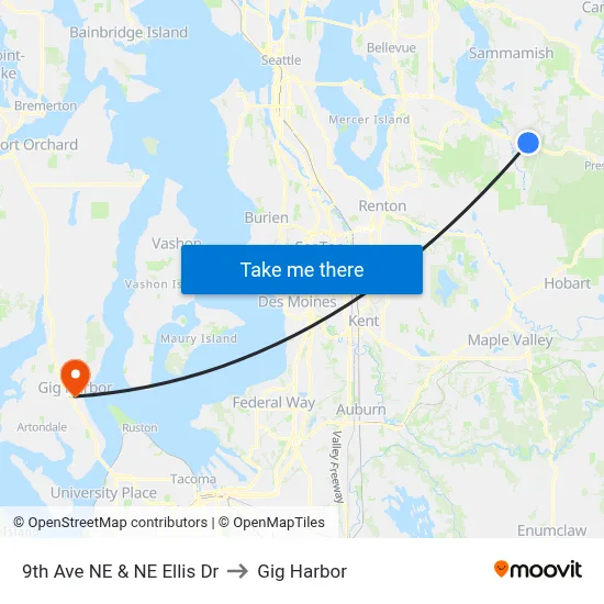 9th Ave NE & NE Ellis Dr to Gig Harbor map