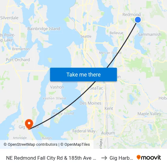 NE Redmond Fall City Rd & 185th Ave NE to Gig Harbor map