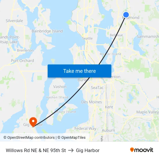 Willows Rd NE & NE 95th St to Gig Harbor map