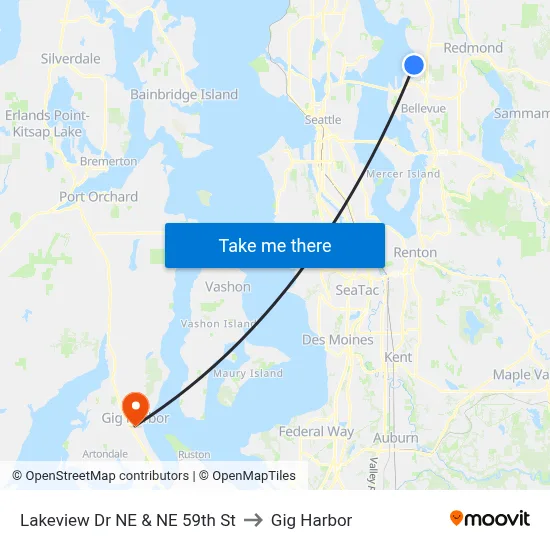 Lakeview Dr NE & NE 59th St to Gig Harbor map