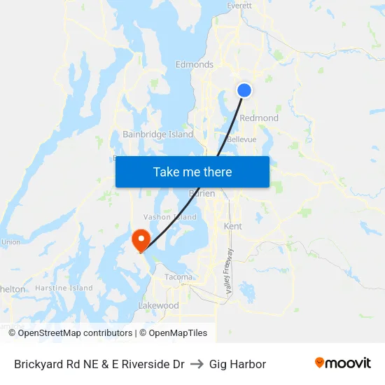Brickyard Rd NE & E Riverside Dr to Gig Harbor map