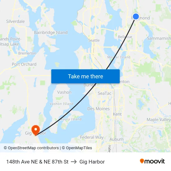 148th Ave NE & NE 87th St to Gig Harbor map