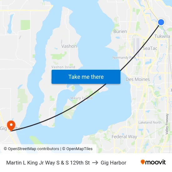 Martin L King Jr Way S & S 129th St to Gig Harbor map