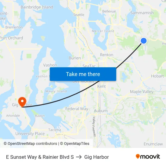 E Sunset Way & Rainier Blvd S to Gig Harbor map