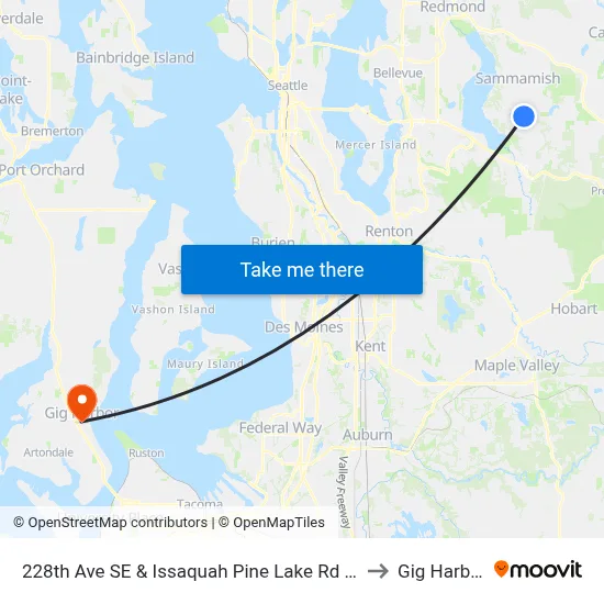 228th Ave SE & Issaquah Pine Lake Rd SE to Gig Harbor map
