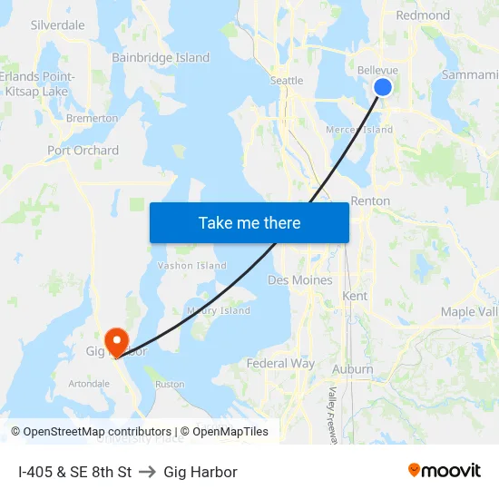 I-405 & SE 8th St to Gig Harbor map