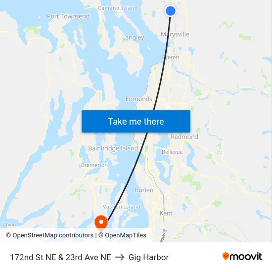172nd St NE & 23rd Ave NE to Gig Harbor map