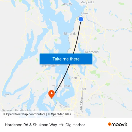 Hardeson Rd & Shuksan Way to Gig Harbor map