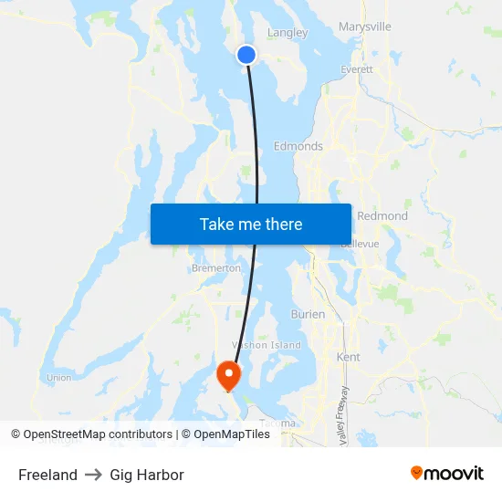 Freeland to Gig Harbor map