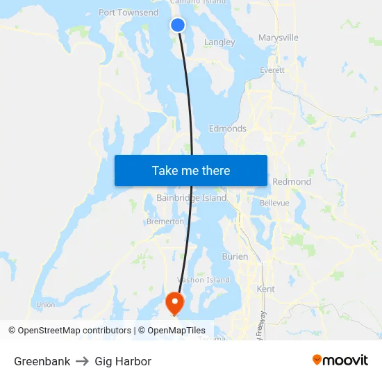 Greenbank to Gig Harbor map