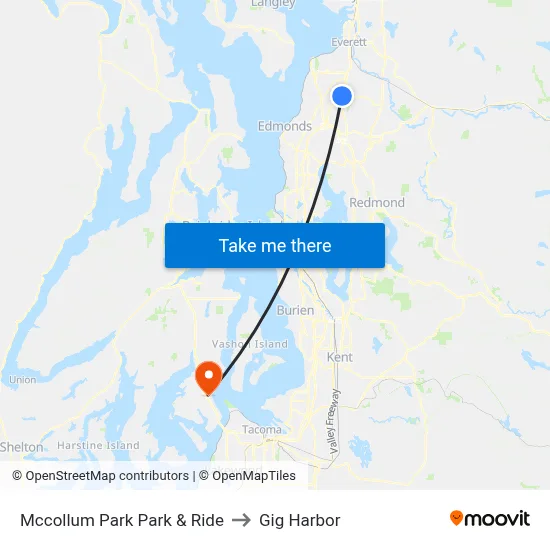 Mccollum Park Park & Ride to Gig Harbor map
