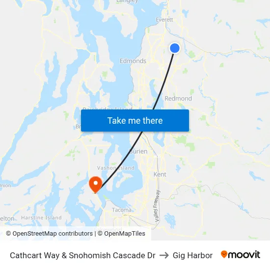 Cathcart Way & Snohomish Cascade Dr to Gig Harbor map