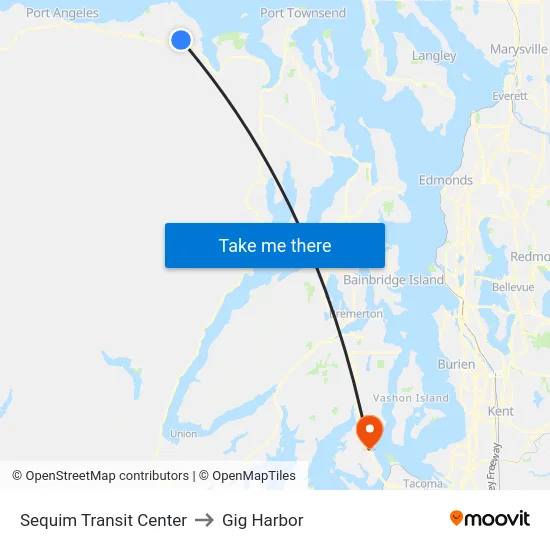Sequim Transit Center to Gig Harbor map