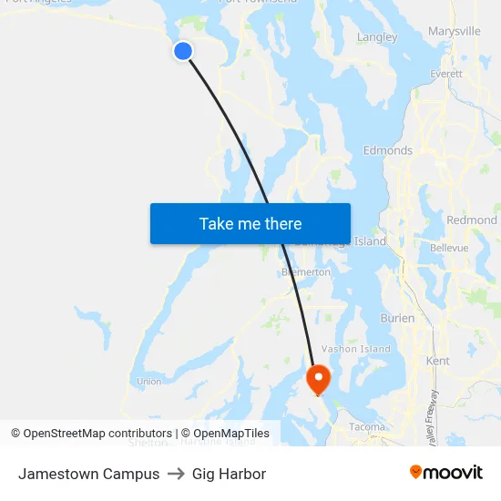 Jamestown Campus to Gig Harbor map