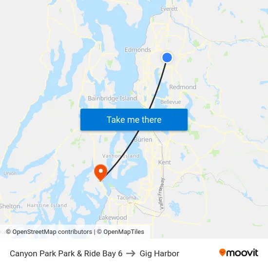Canyon Park Park & Ride Bay 6 to Gig Harbor map