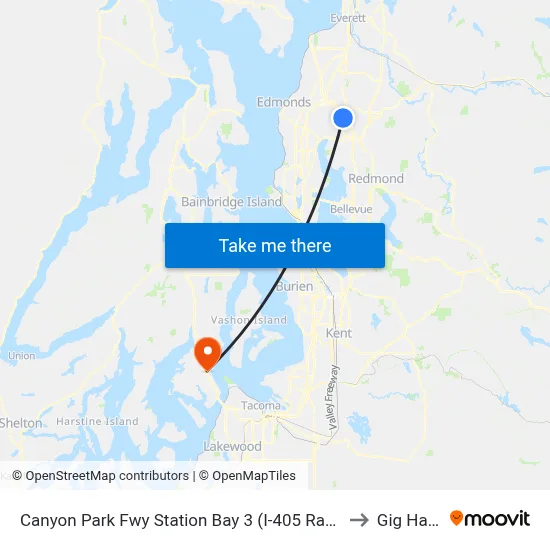 Canyon Park Fwy Station Bay 3 (I-405 Ramp & Sr 527) to Gig Harbor map
