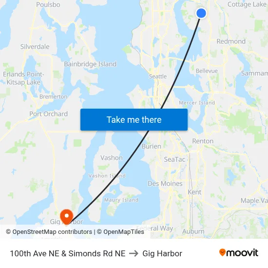100th Ave NE & Simonds Rd NE to Gig Harbor map