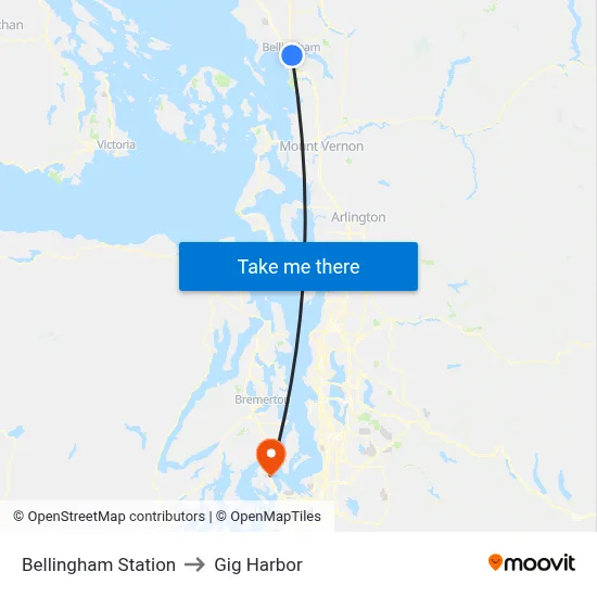 Bellingham Station to Gig Harbor map
